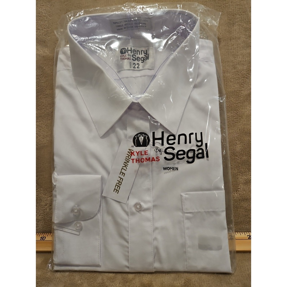 Henry Segal Kyle Thomas Women's White Wrinkle Free Dress Shirt Size 22‎
